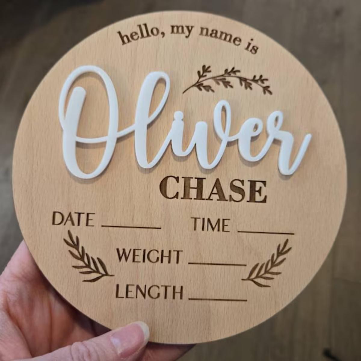 Home Decor Diy - 1Pc Custom Baby Announcement Sign Wooden