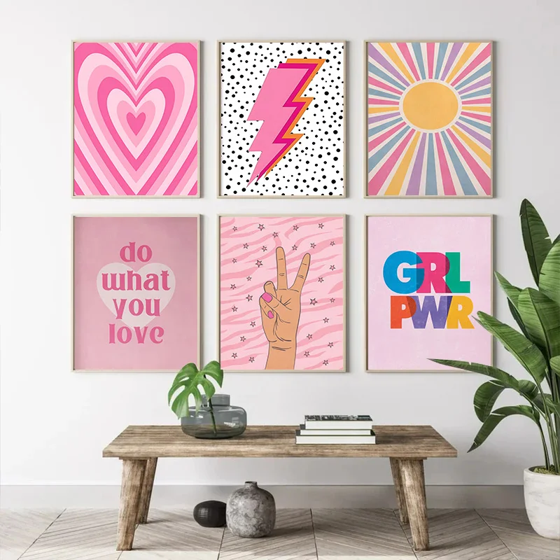 Home Decor Japandi - Abstract Pink Lightning Gradient Love Heart