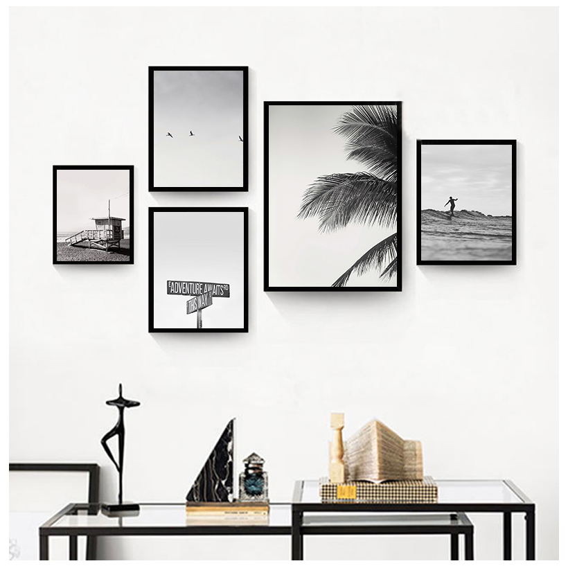 Abstract Oil Painting - Gallery Wall Art Prints Black and