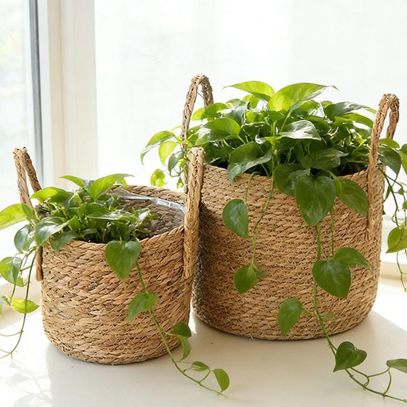 Rattan Plant Basket - Planter Basket Straw Flowerpot Wicker Planter
