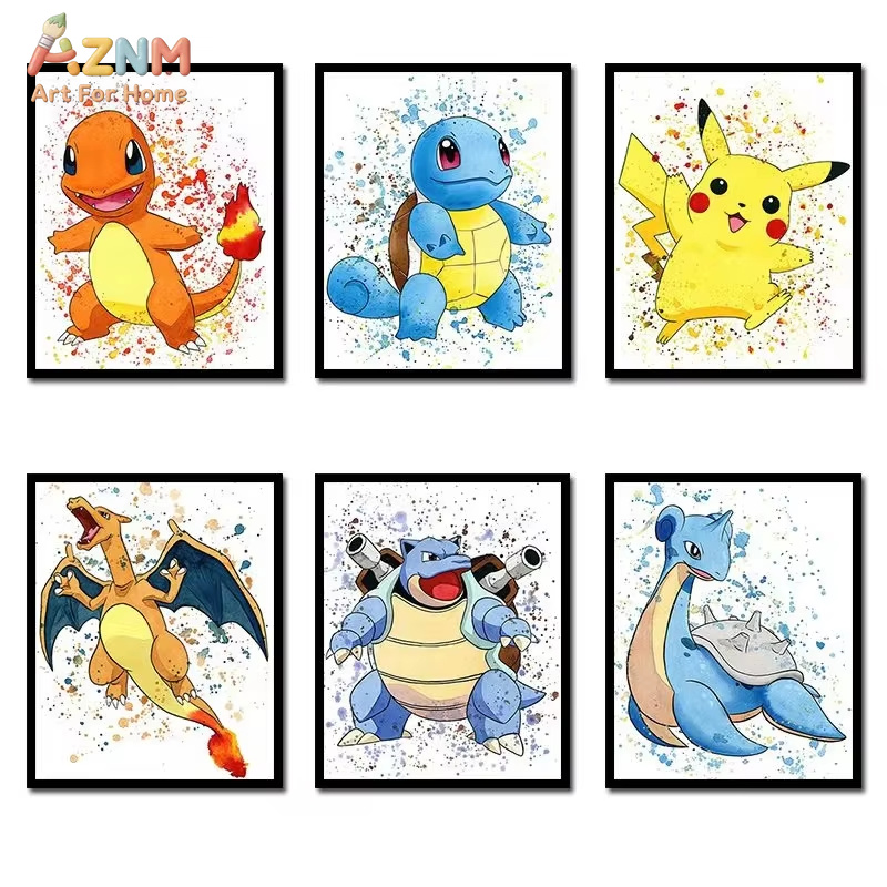 Abstract Oil Painting - 1PC ，Anime Pokemon Canvas Painting Bulbasaur
