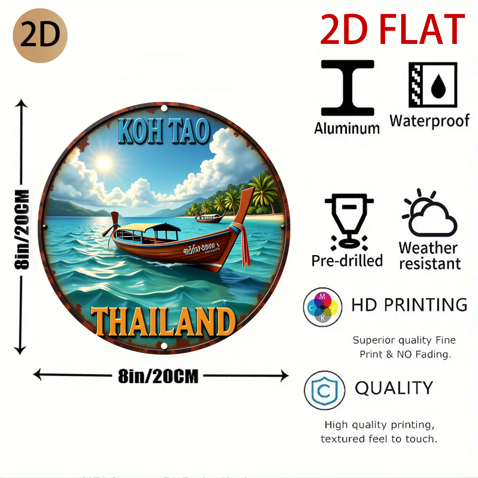 2D Flat Circular Koh Tao Thail - Home Decor Logo Design recension och pris