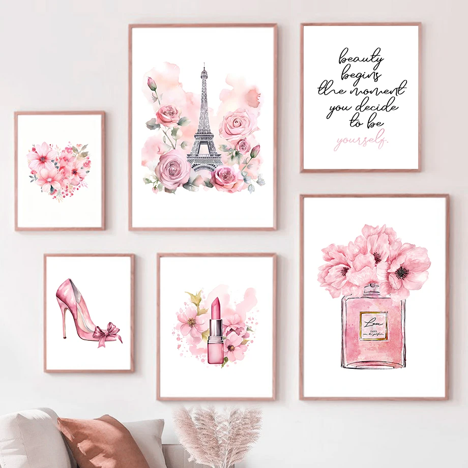 Paris Fashion Art Poster Pink  - Home Decor Japandi recension och pris