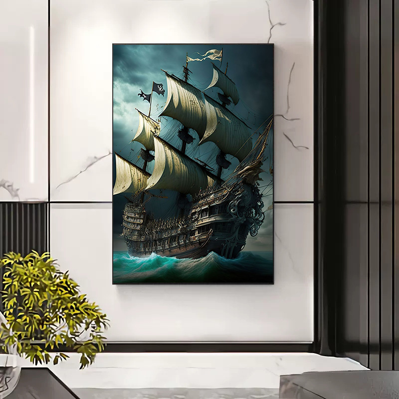 Abstract Pirate Ship Sea Moon  - Home Decor Nautical recension och pris