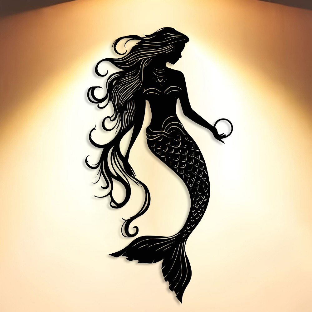 Elegant Mermaid Metal Wall Art - Home Decor Nautical recension och pris