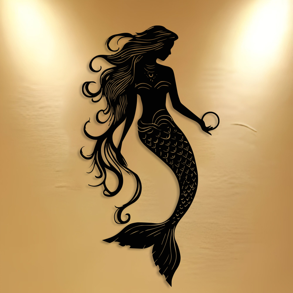 Elegant Mermaid Metal Wall Art - Home Decor Nautical recension och pris