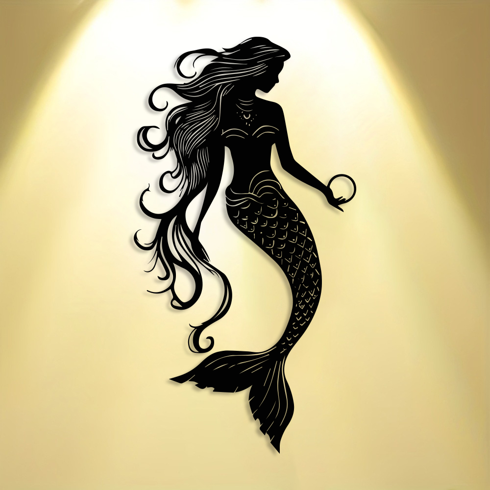 Elegant Mermaid Metal Wall Art - Home Decor Nautical recension och pris