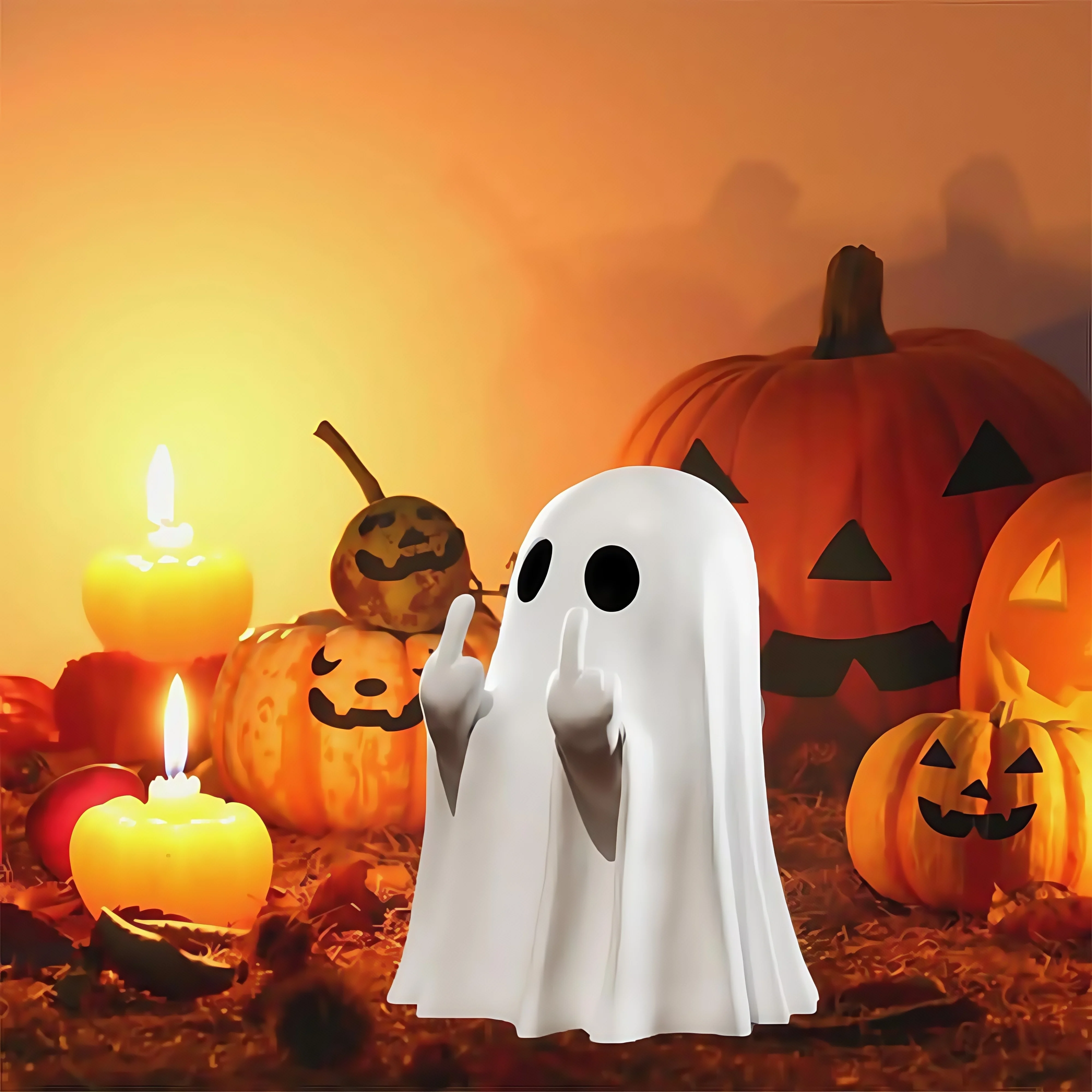 Cute Middle Finger Ghost Statu - Home Decor Design Interior recension och pris