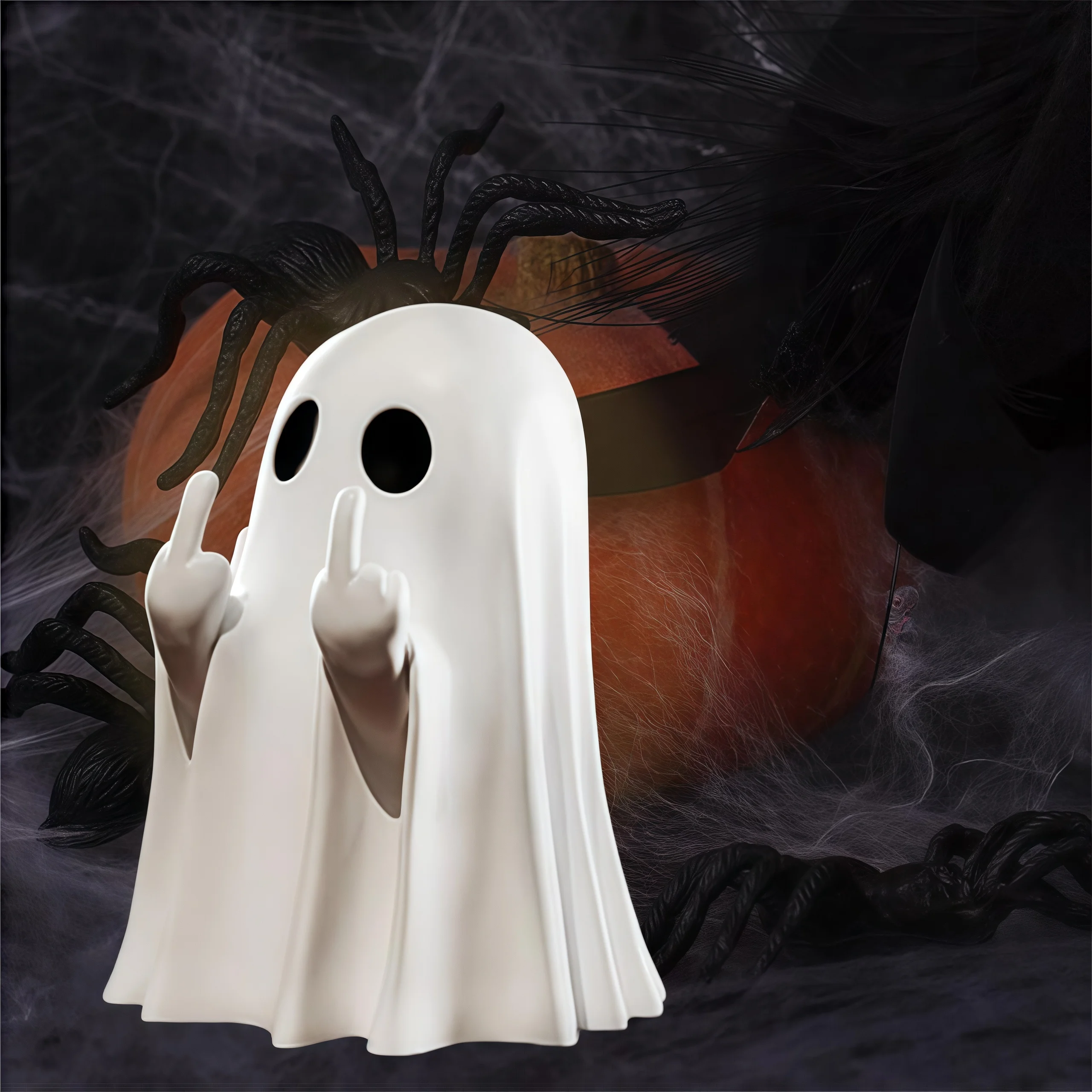 Cute Middle Finger Ghost Statu - Home Decor Design Interior recension och pris