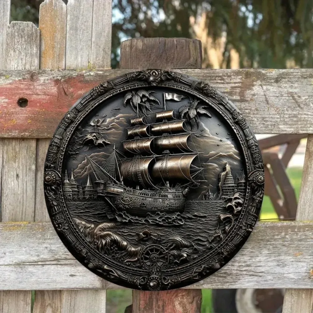 3D Pirate Ship Metal Wall Art: - Home Decor Nautical recension och pris