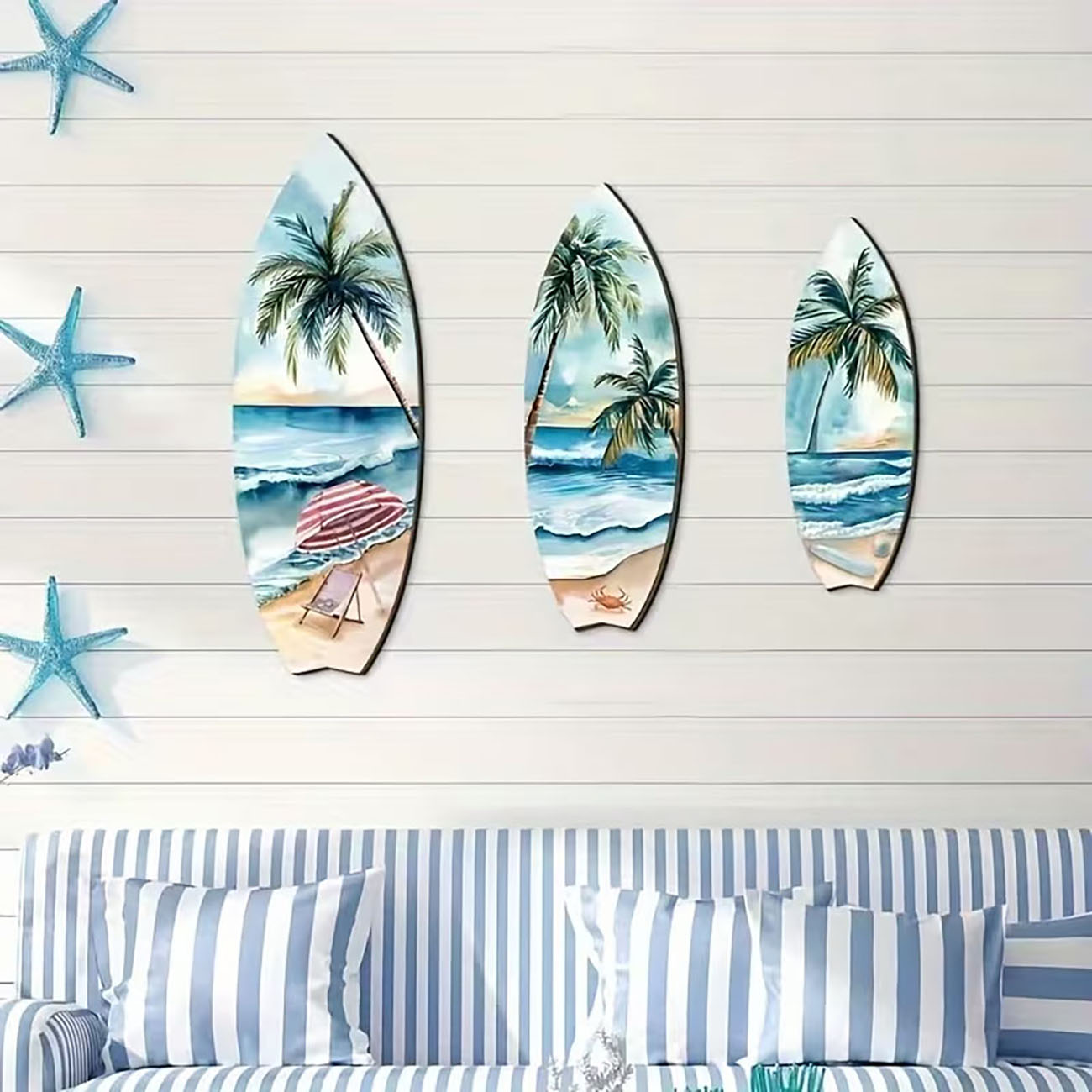 3pcs Ocean View Surfboard Wood - Home Decor Nautical recension och pris