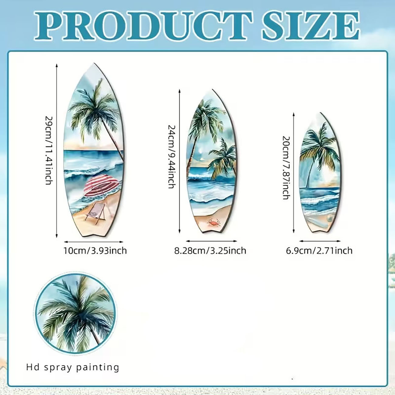 3pcs Ocean View Surfboard Wood - Home Decor Nautical recension och pris