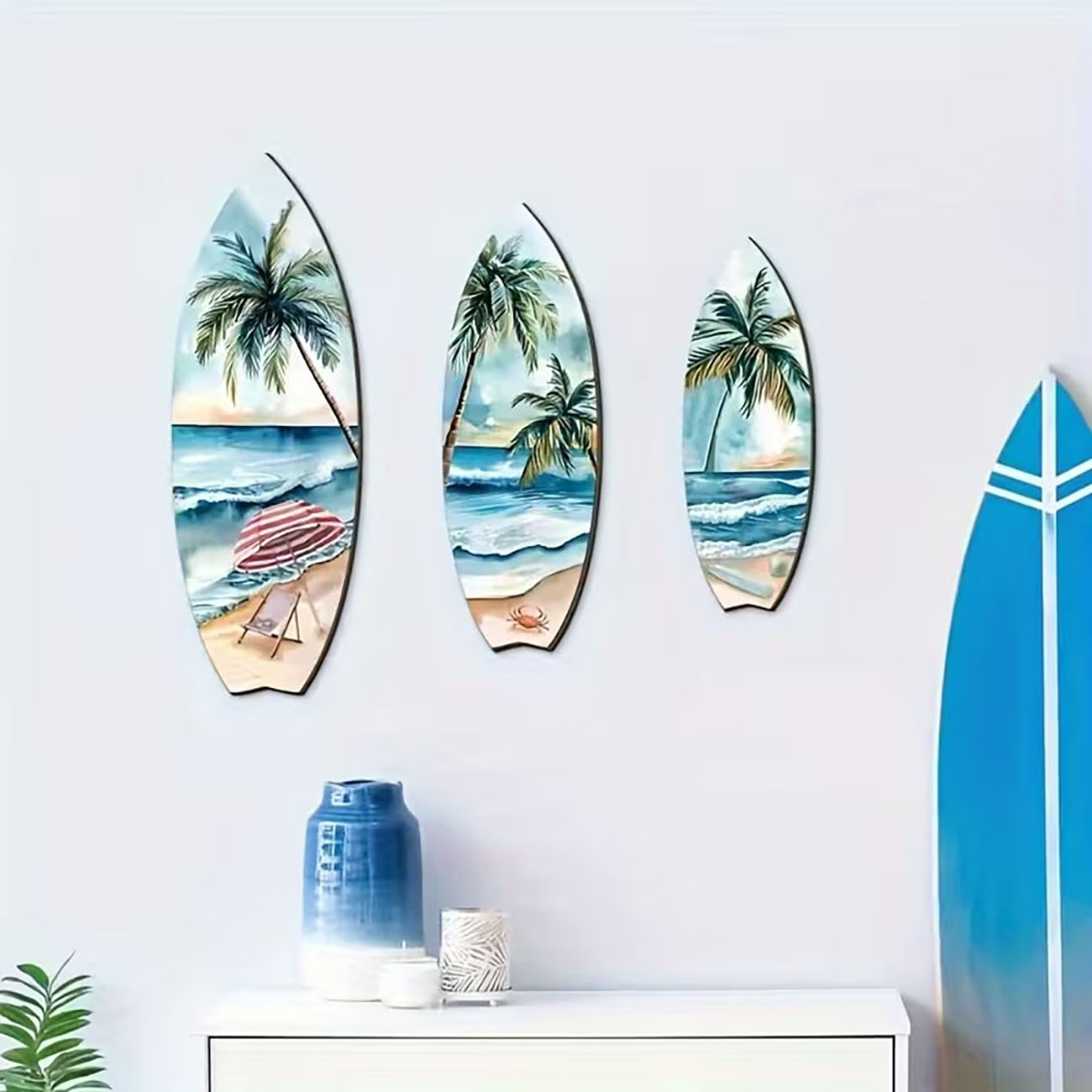 3pcs Ocean View Surfboard Wood - Home Decor Nautical recension och pris