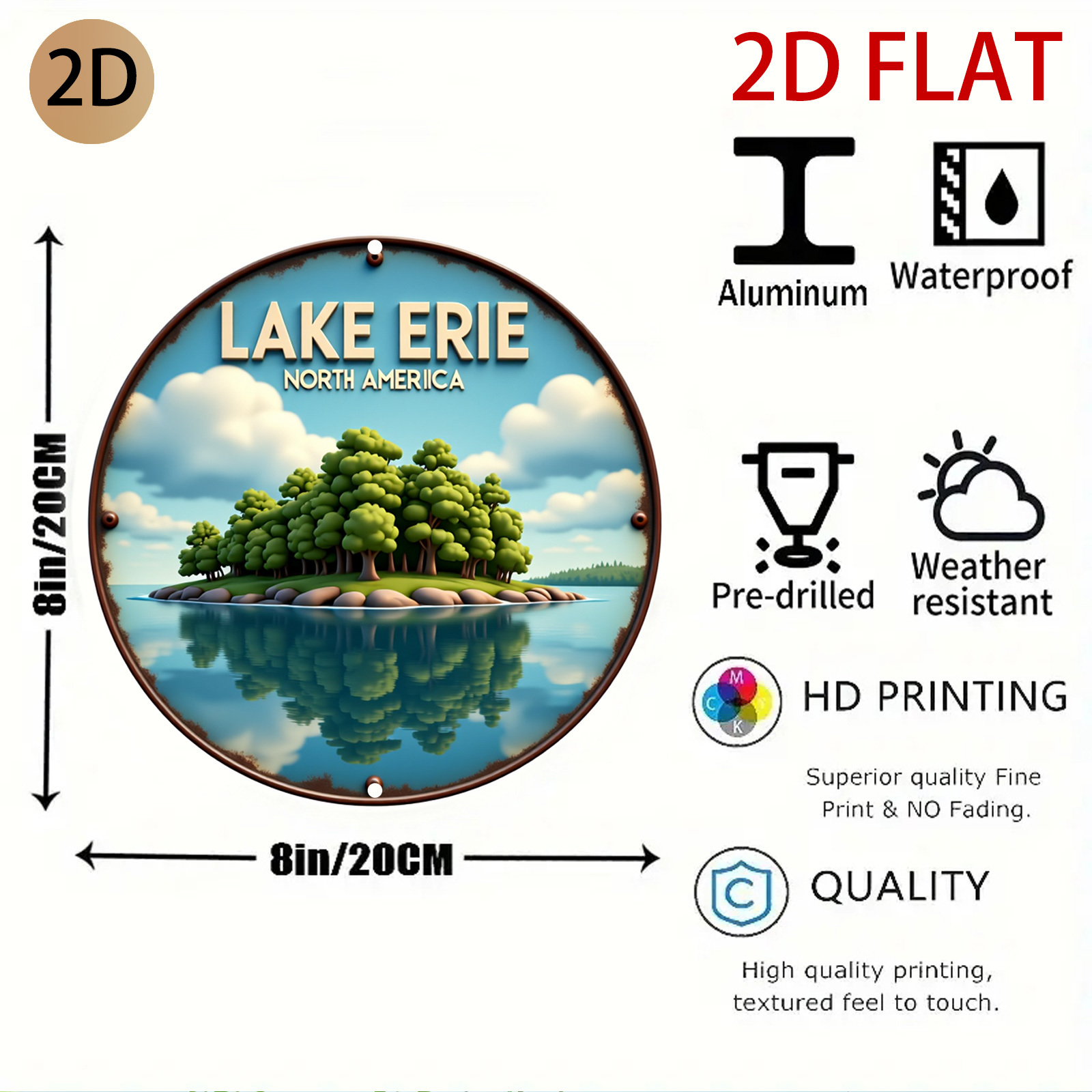 2D Flat Circular Lake Erie Log - Home Decor Logo Design recension och pris