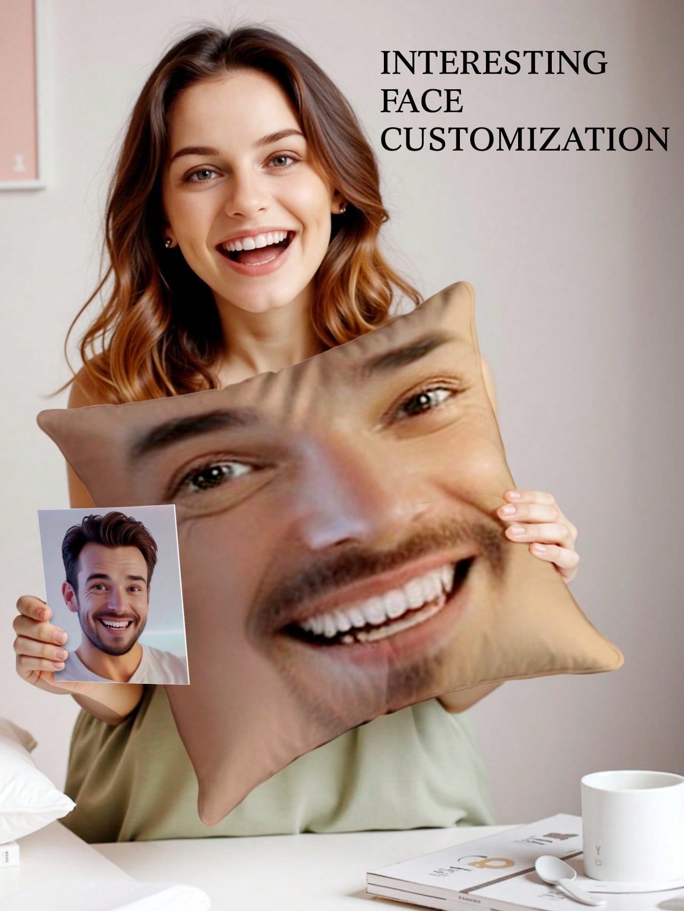 1pc Custom Face Square Pillow  - Home Decor Sofa recension och pris