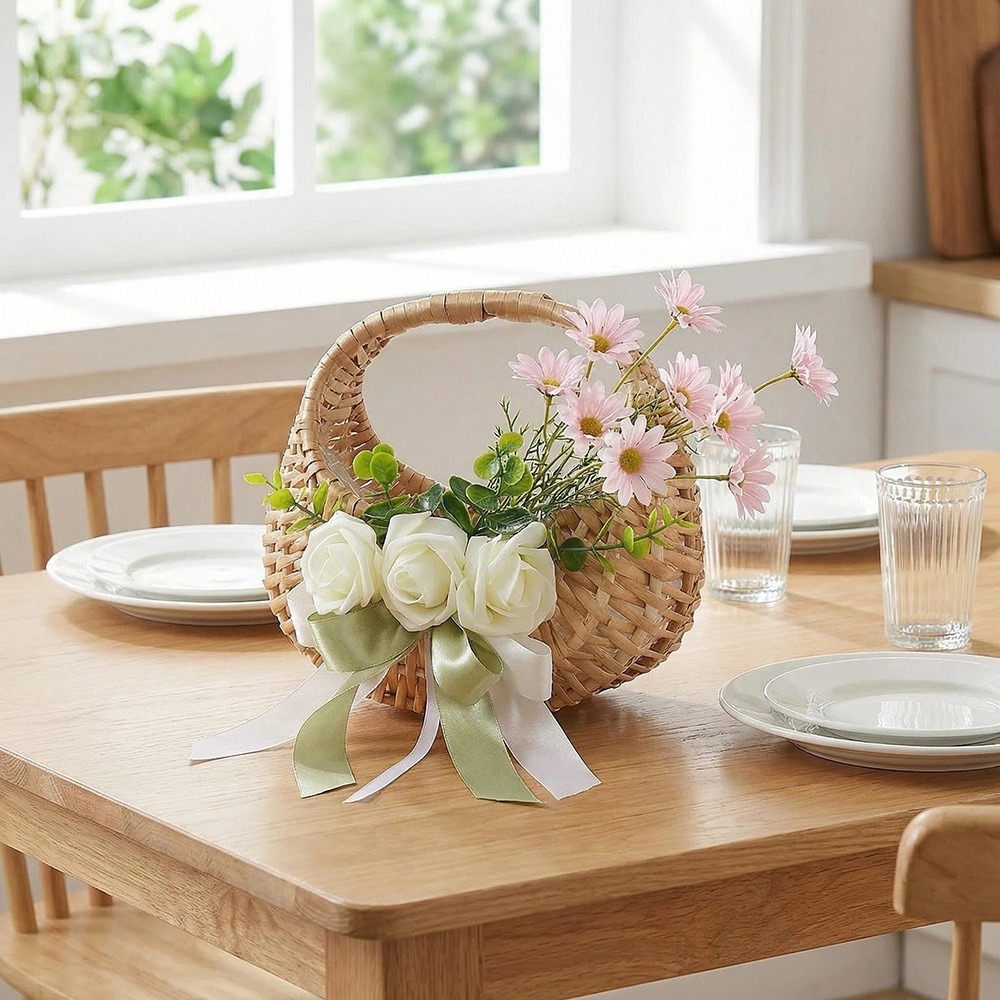 Rattan Flower Girl Basket with - Rattan Plant Basket recension och pris