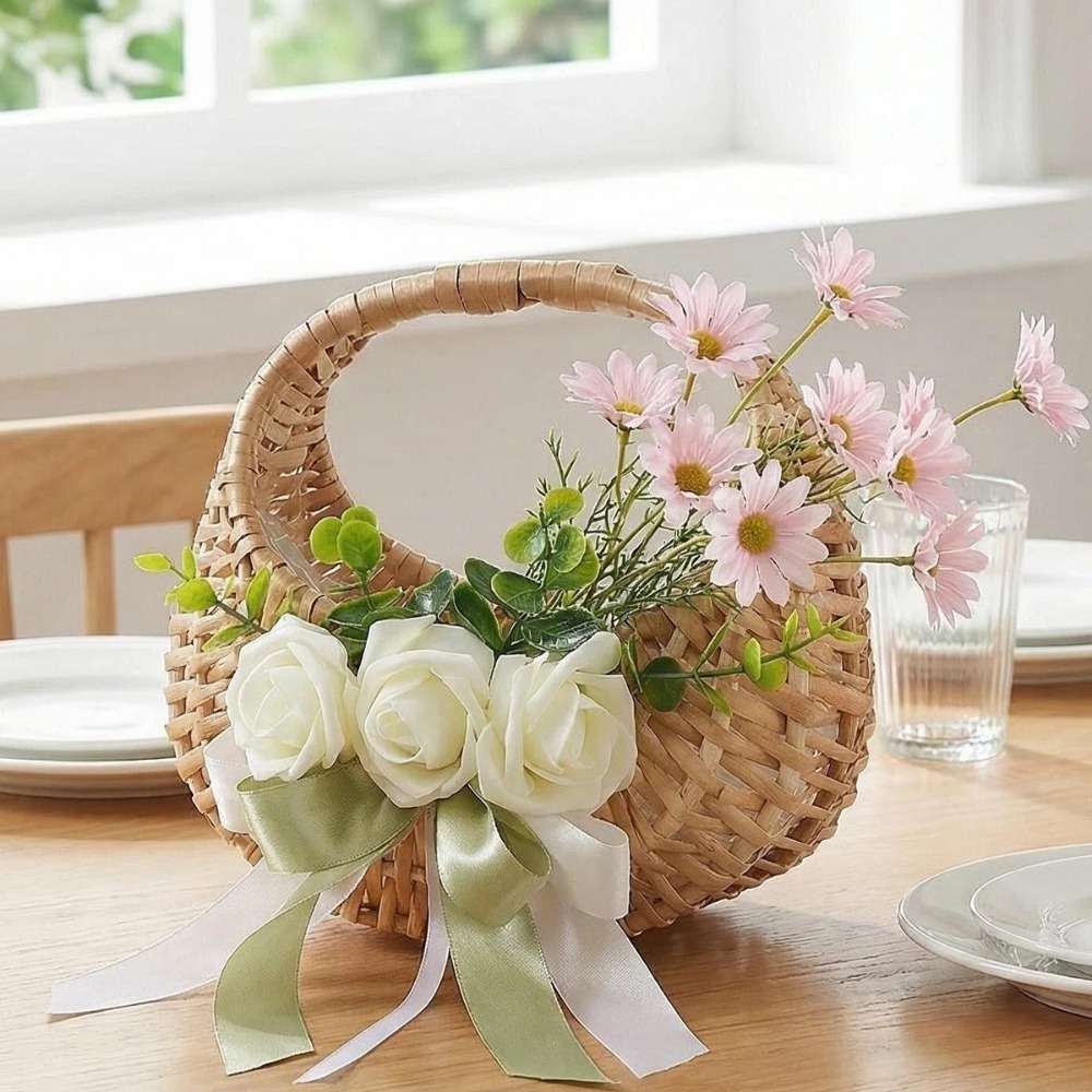 Rattan Flower Girl Basket with - Rattan Plant Basket recension och pris