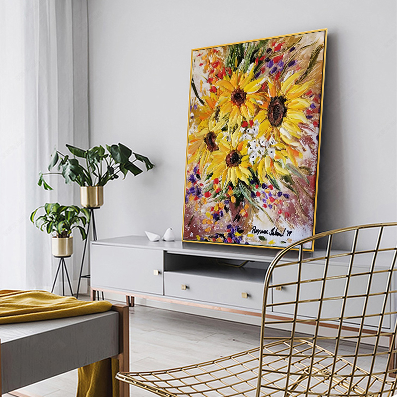 Vibrant 3D Impasto Sunflower O - Home Decor Color Palettes recension och pris