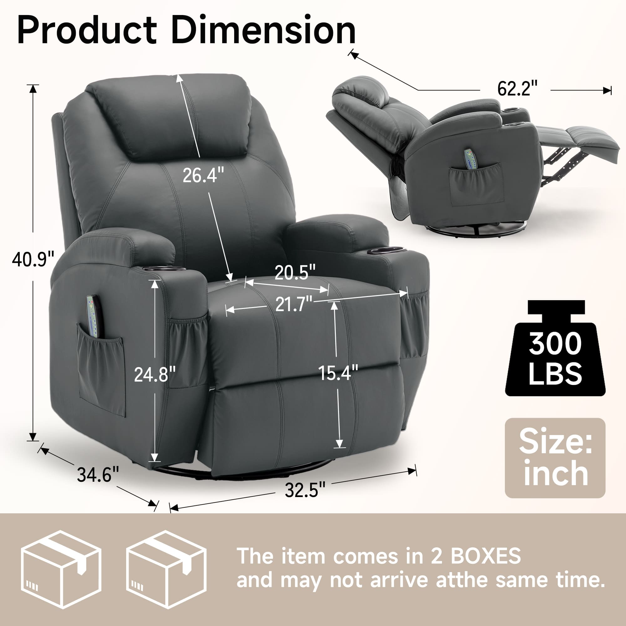 Recliner Chair with Massage an - Home Decor Sofa recension och pris