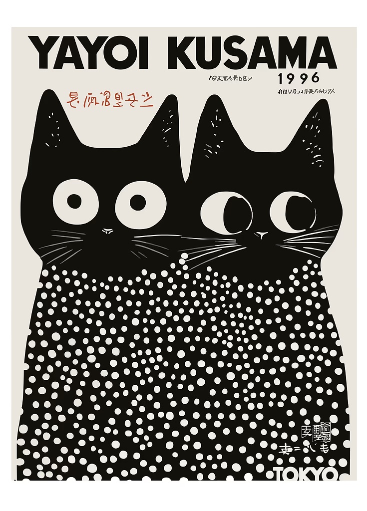 Yayoi Kusama Black Cats Series - Home Decor Design Interior recension och pris