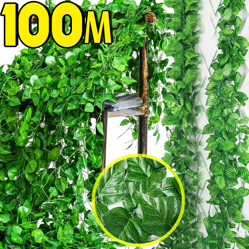 100/2M Artificial Green Ivy Vi - Rattan Plant Basket recension och pris