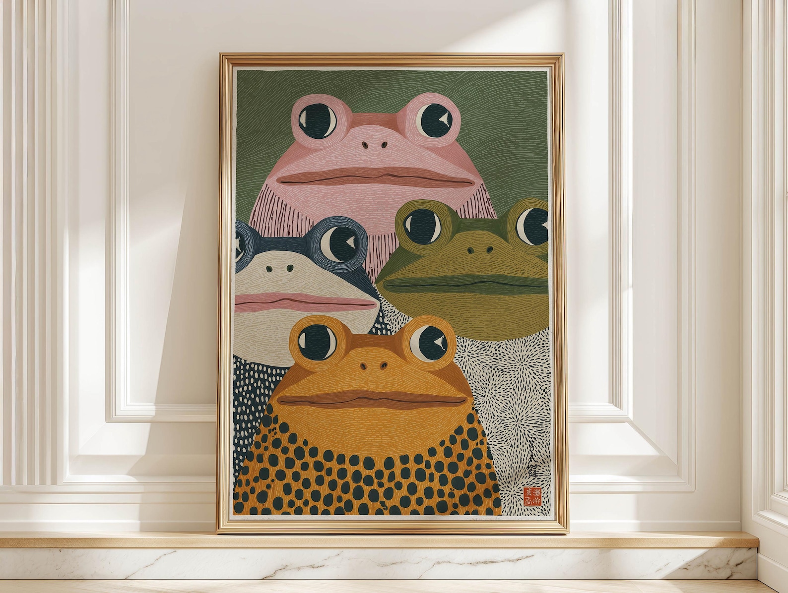Modern Japanese Frog Art Print - Home Decor Design Interior recension och pris