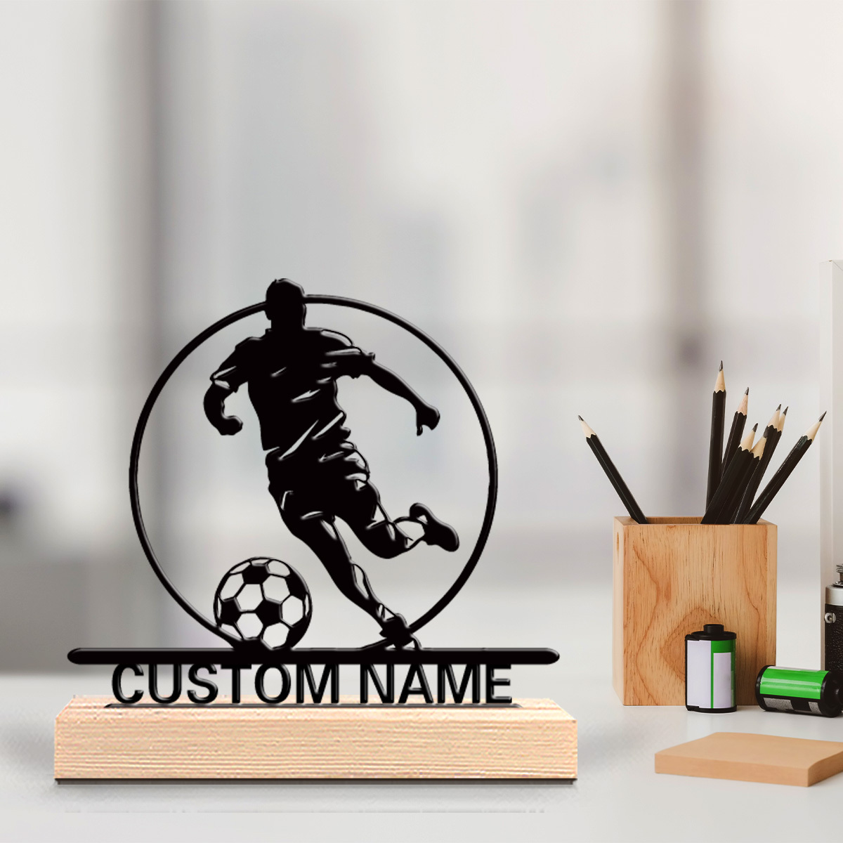 Custom Soccer Player Metal Sta - Home Decor Retailers recension och pris