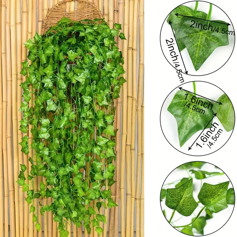 Artificial Green Ivy Leaf Ratt - Rattan Plant Basket recension och pris