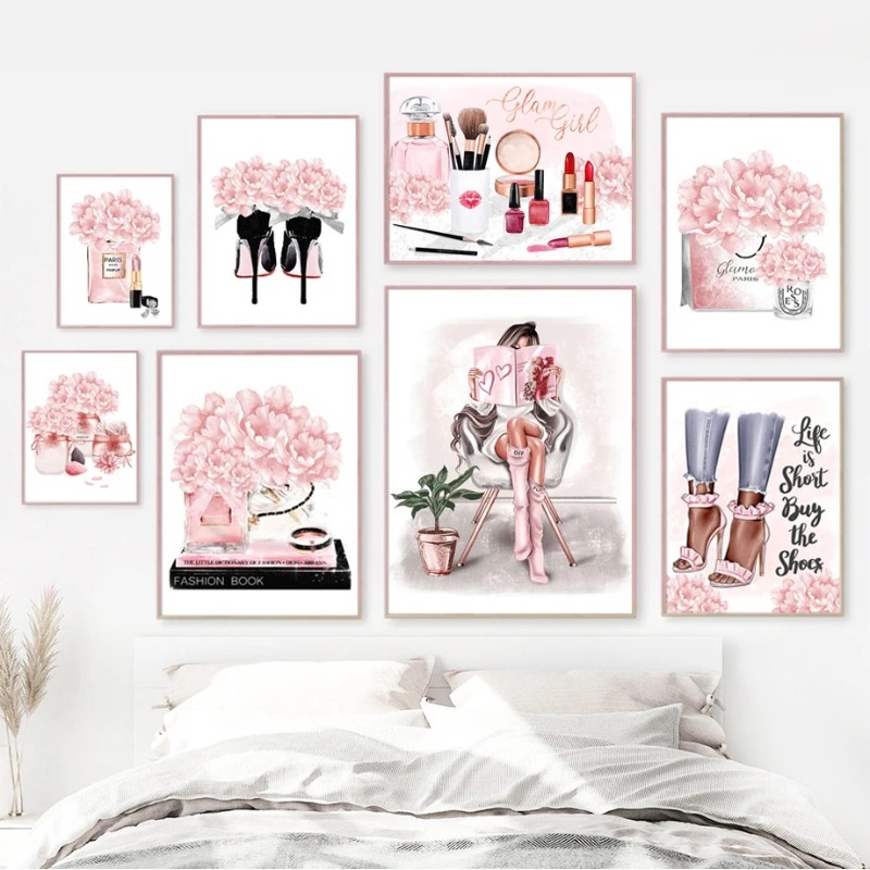 Pink Flower Paris Perfume Fash - Home Decor Japandi recension och pris