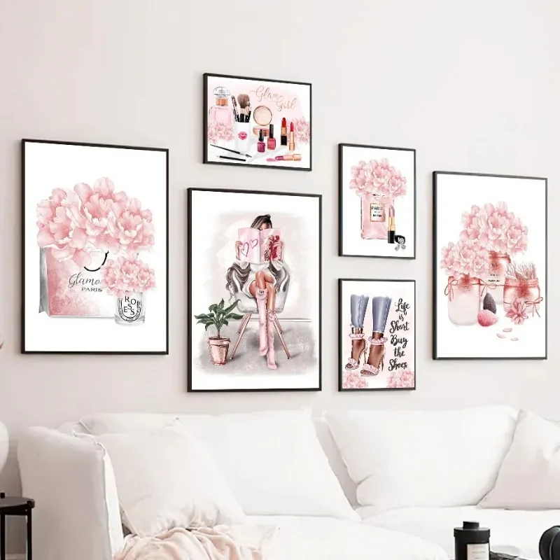 Pink Flower Paris Perfume Fash - Home Decor Japandi recension och pris
