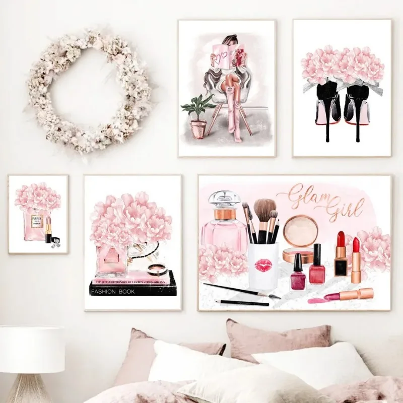 Pink Flower Paris Perfume Fash - Home Decor Japandi recension och pris