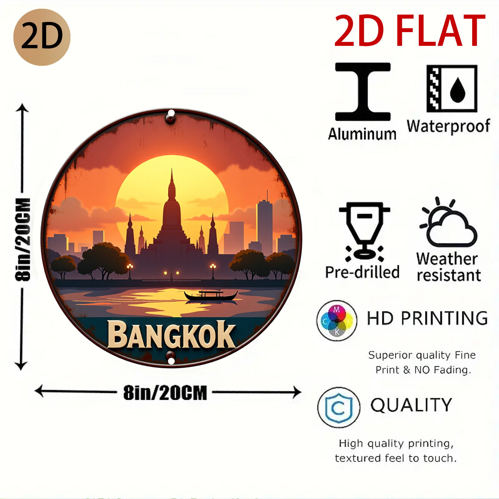 2D Flat, 2d Flat Bangkok Sunse - Home Decor Logo Design recension och pris
