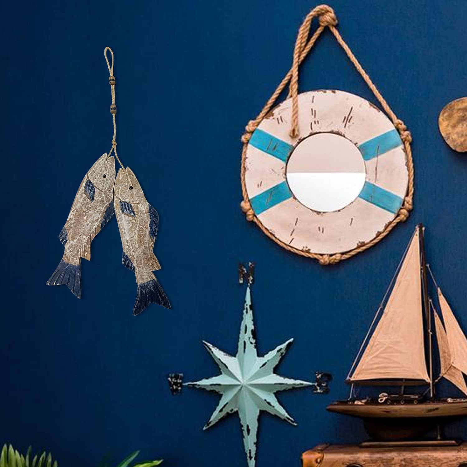 Carved Antique Wood Fish Wall  - Home Decor Nautical recension och pris
