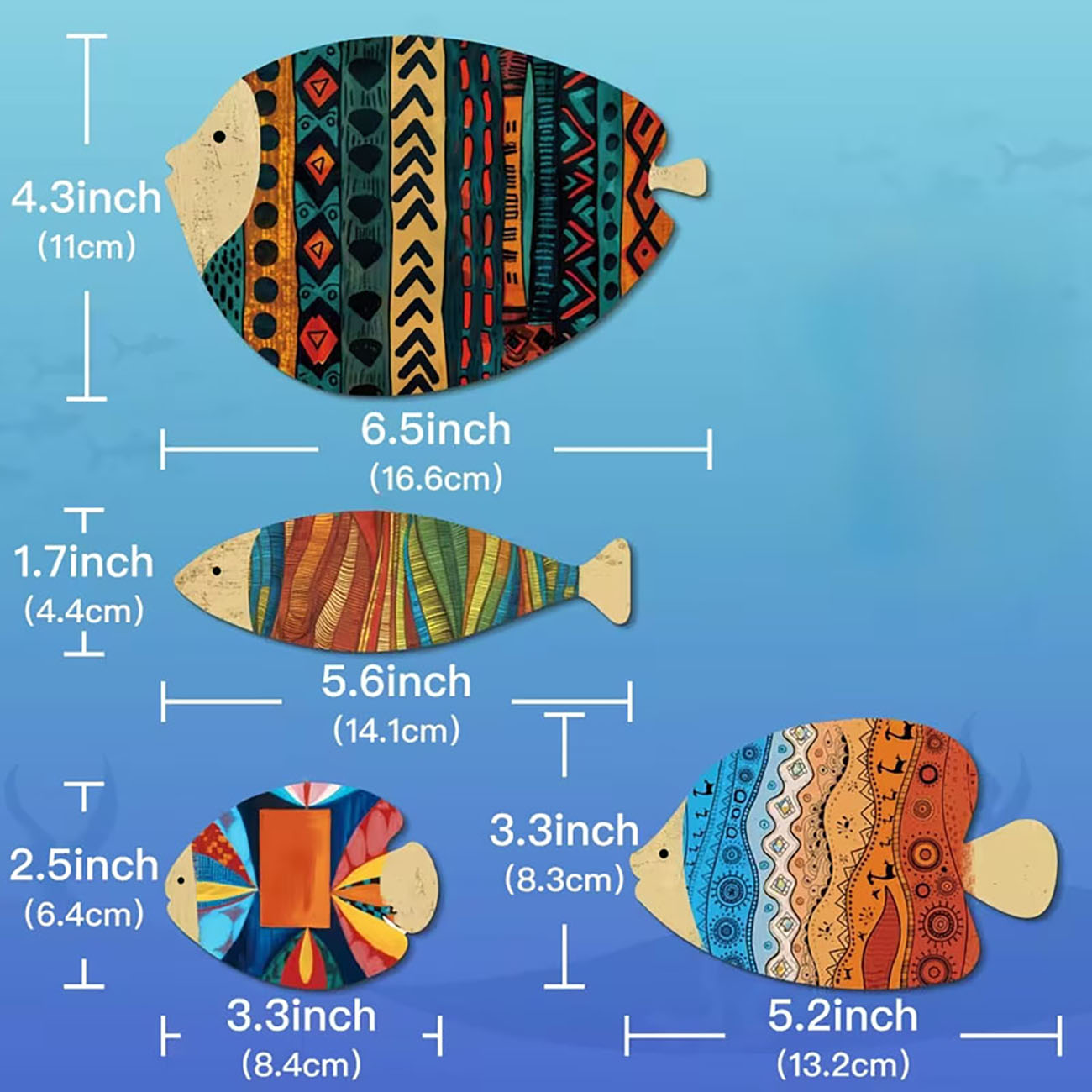 4 Pcs Wooden Fish Wall Decor 2 - Home Decor Nautical recension och pris