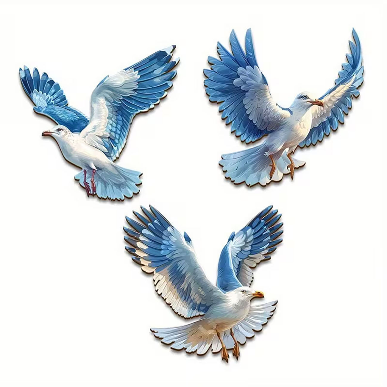 3 Pcs Wooden Seagull Wall Deco - Home Decor Nautical recension och pris