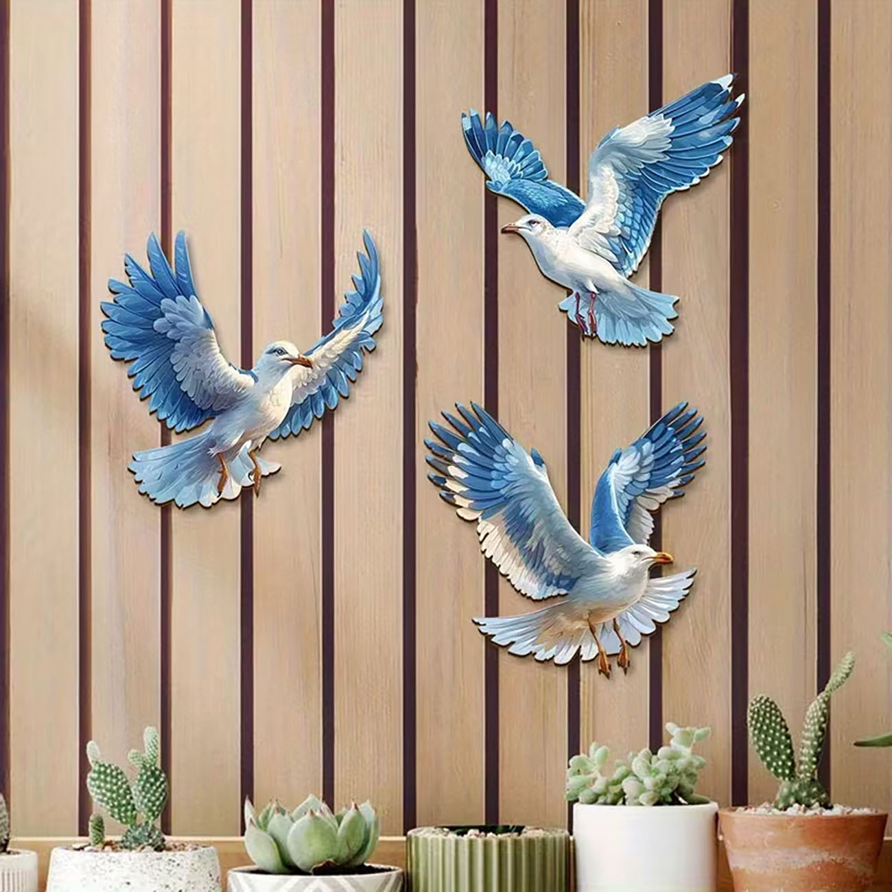 3 Pcs Wooden Seagull Wall Deco - Home Decor Nautical recension och pris