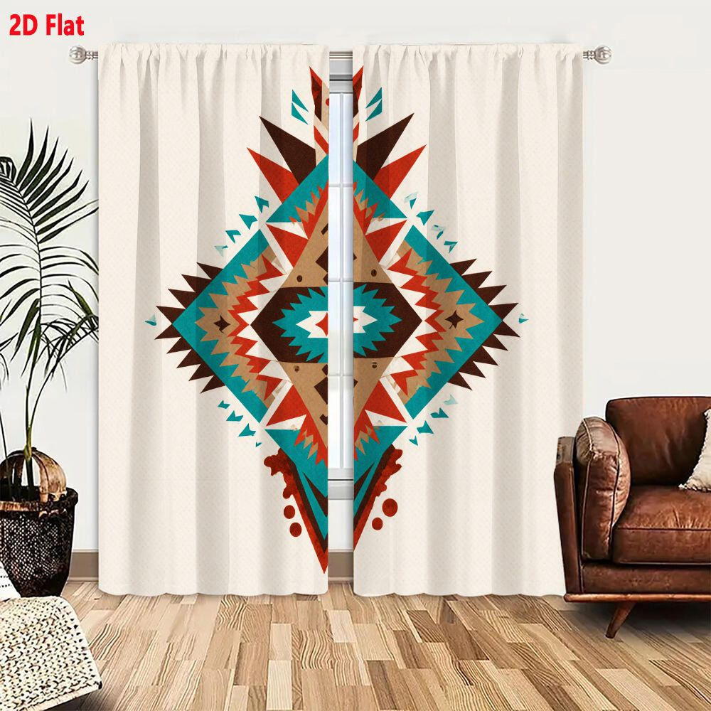 2Pcs Curtains 2D Flat Symmetri - Home Decor Color Palettes recension och pris