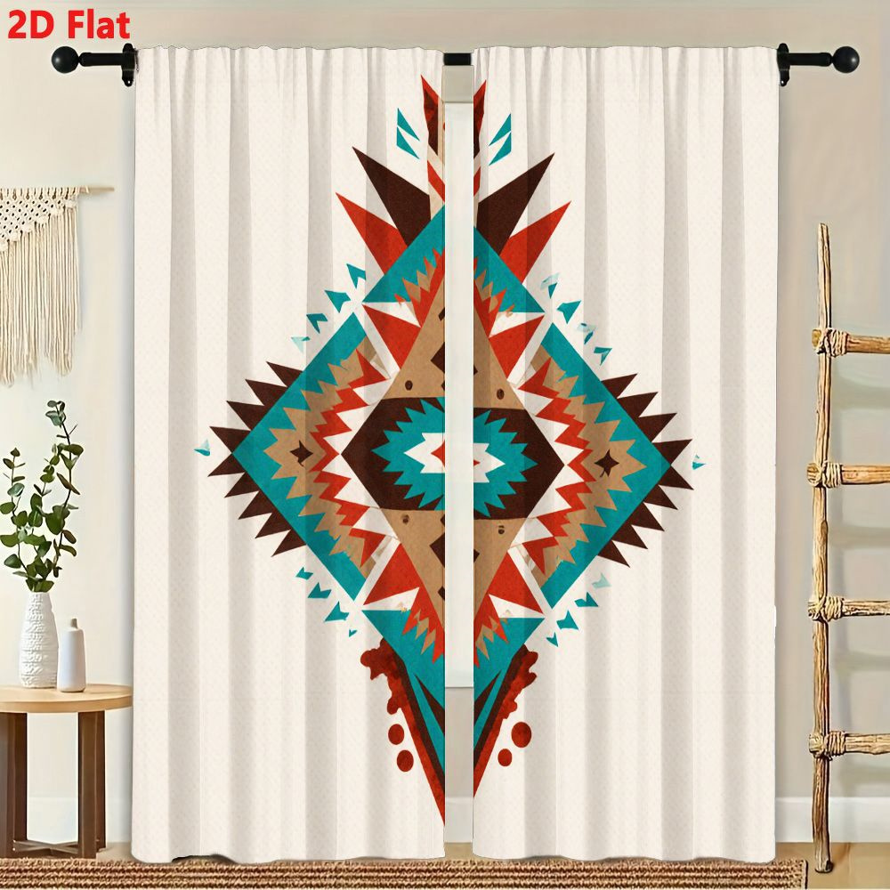 2Pcs Curtains 2D Flat Symmetri - Home Decor Color Palettes recension och pris