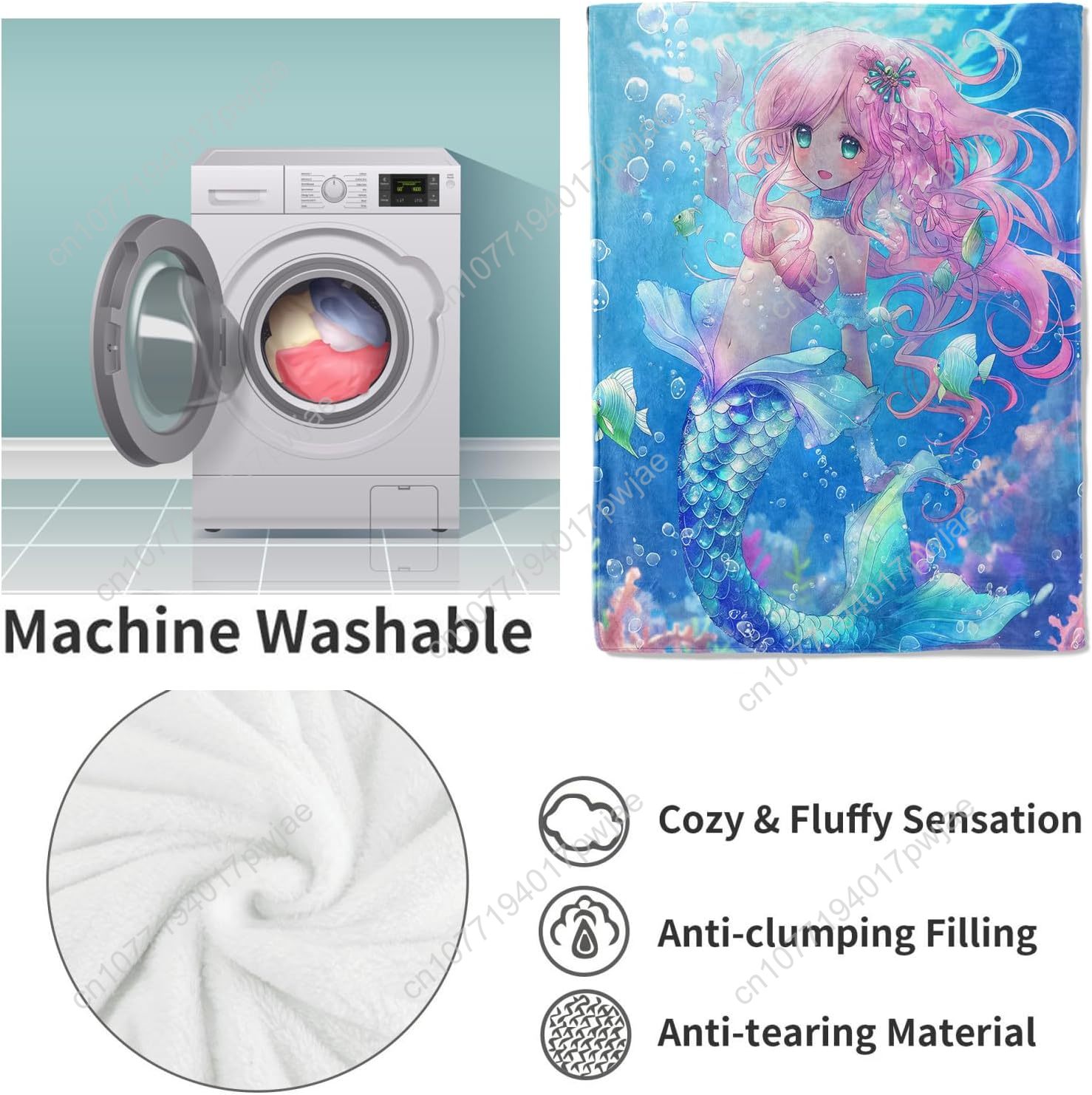 Cute Mermaid Blanket Cartoon F - Home Decor Sofa recension och pris