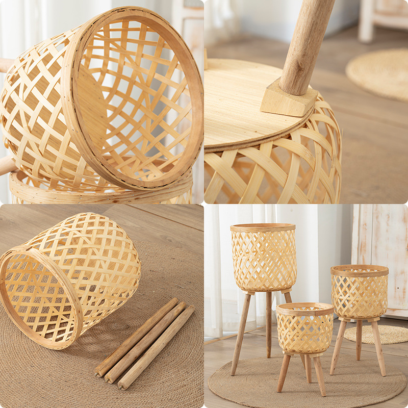 Bamboo Flowerpot Wooden Plant  - Rattan Plant Basket recension och pris