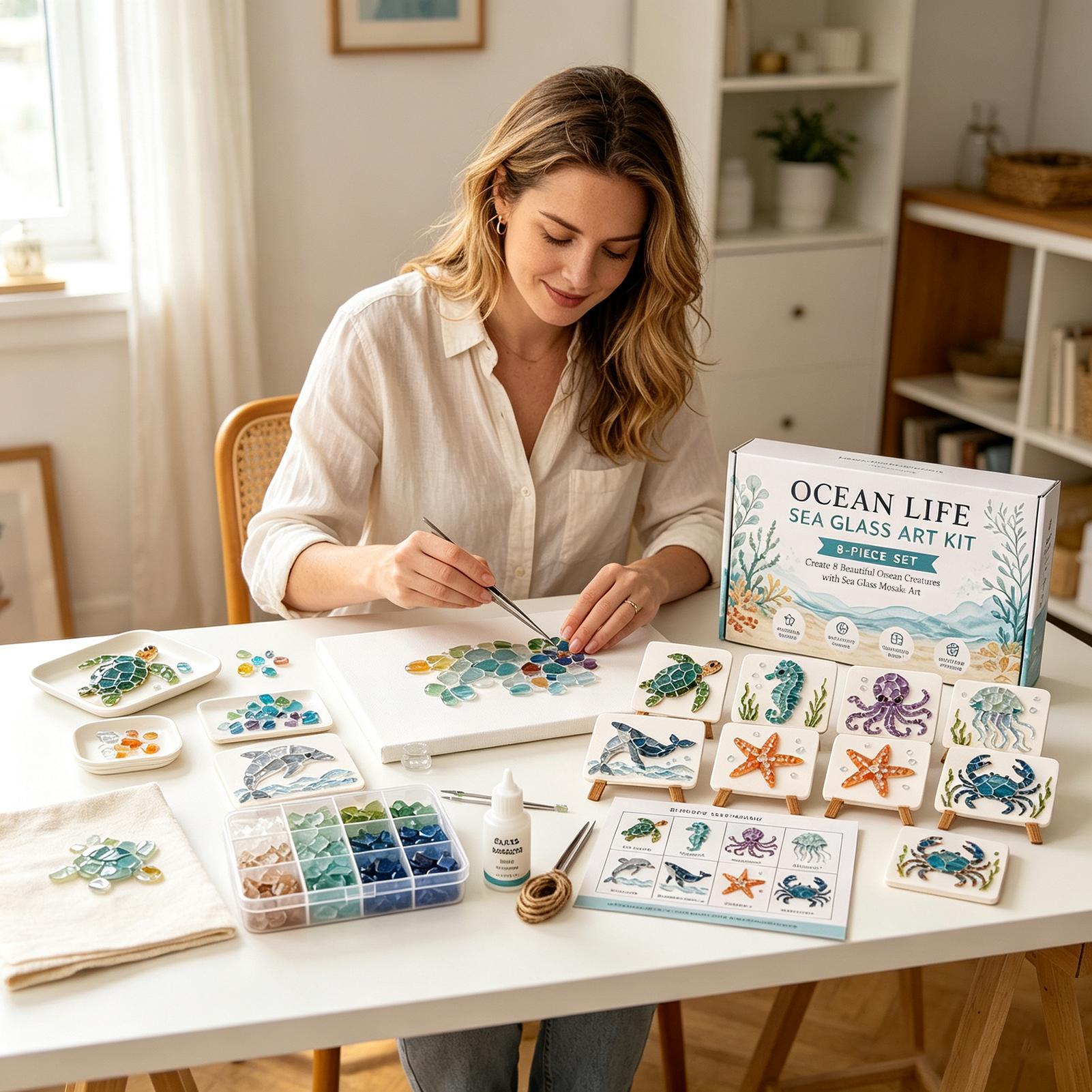 1pc Ocean Life Sea Glass Mosai - Home Decor Nautical recension och pris