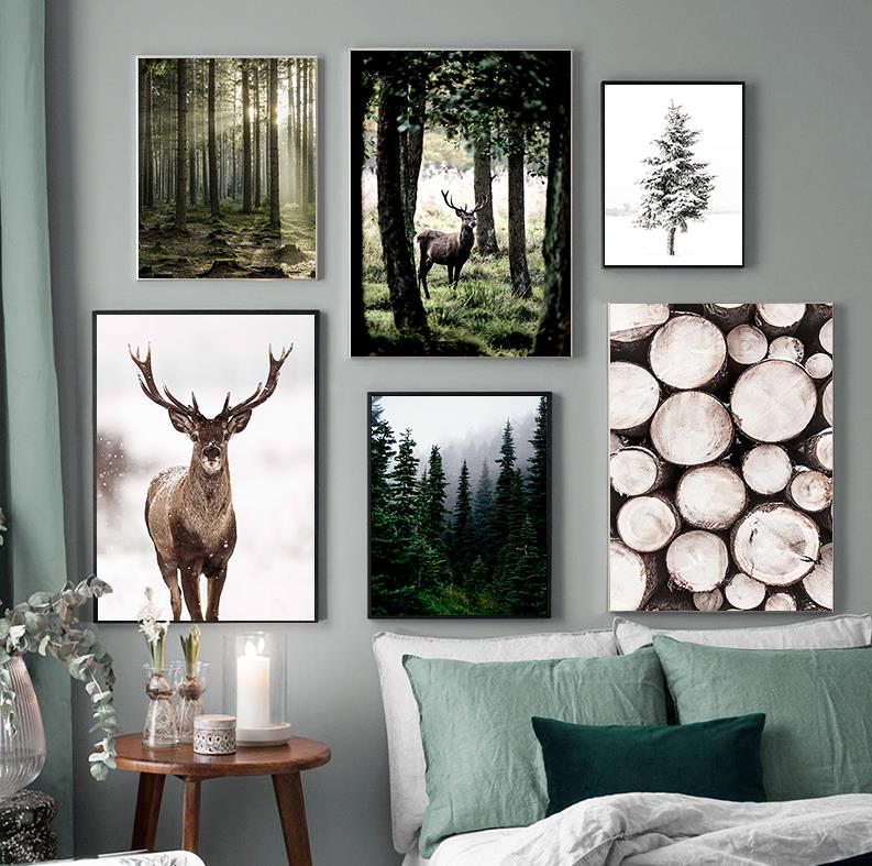 Winter Snow Forest Deer Owl Su - Home Decor Japandi recension och pris