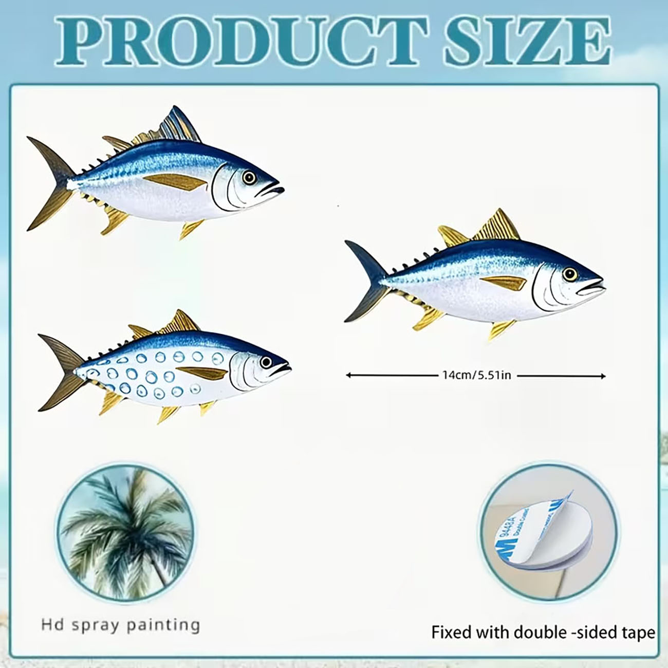 3 Pcs Wooden Tuna Fish Wall De - Home Decor Nautical recension och pris