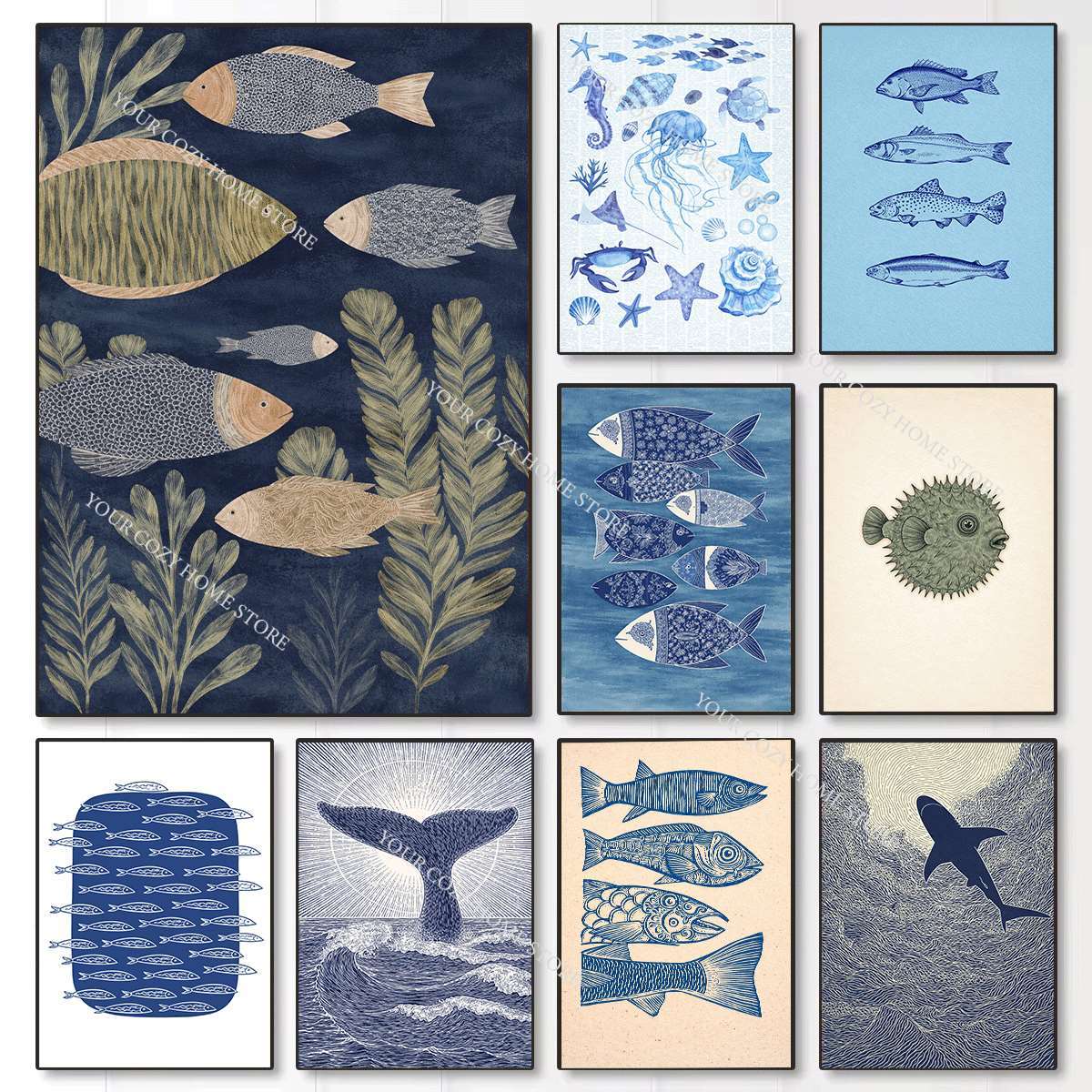 Minimalist Nautical Fish and W - Home Decor Nautical recension och pris