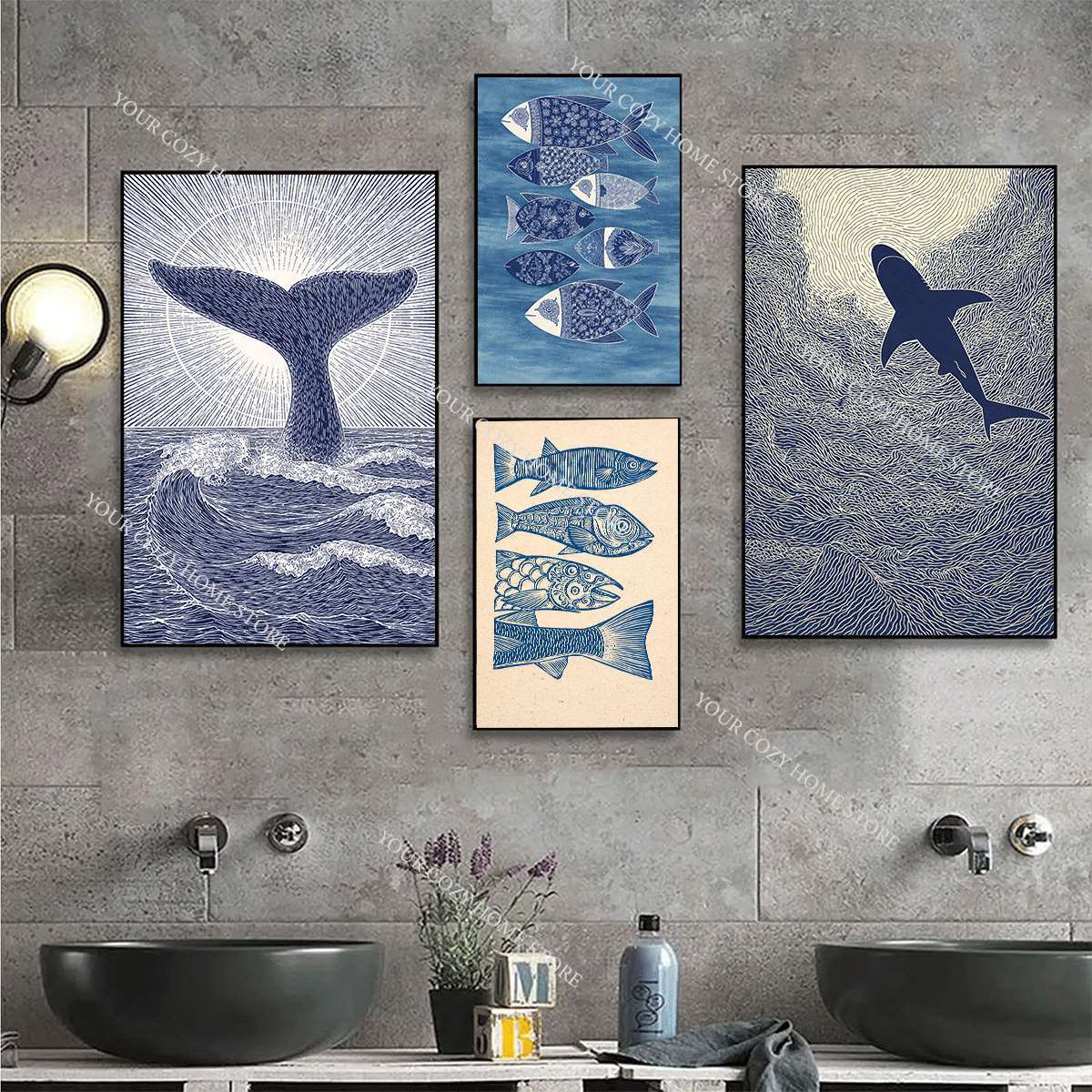 Minimalist Nautical Fish and W - Home Decor Nautical recension och pris