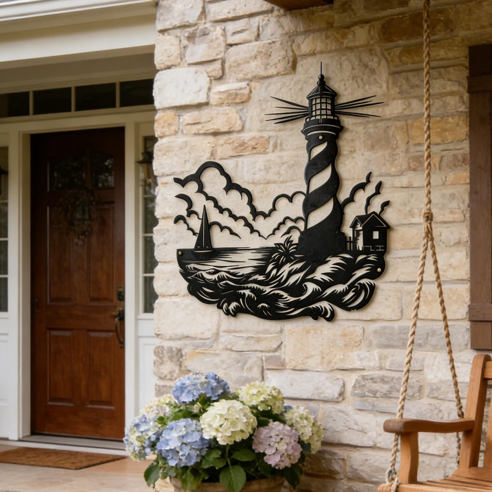 CIFbuy Metal Wall Art Lighthou - Home Decor Nautical recension och pris