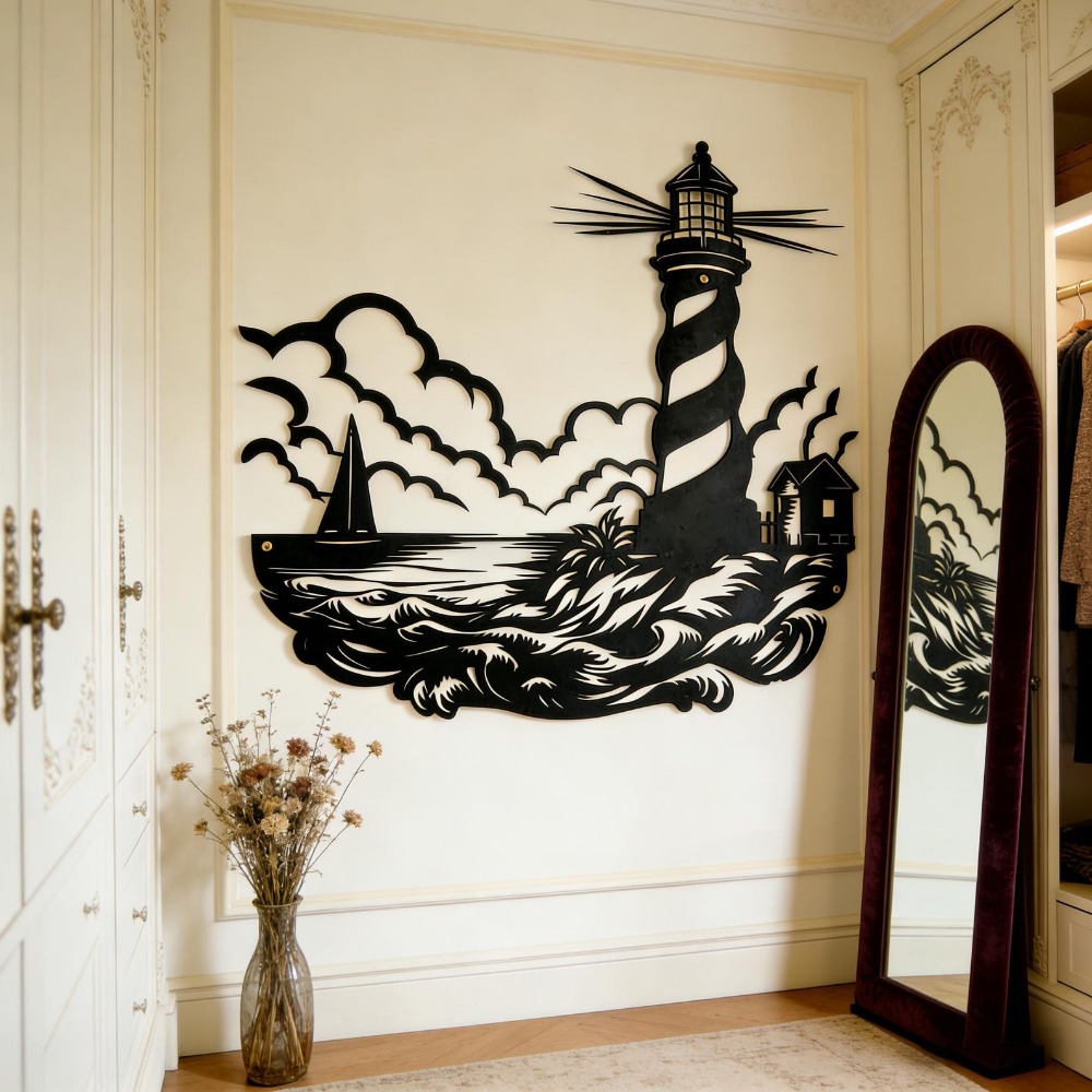 CIFbuy Metal Wall Art Lighthou - Home Decor Nautical recension och pris
